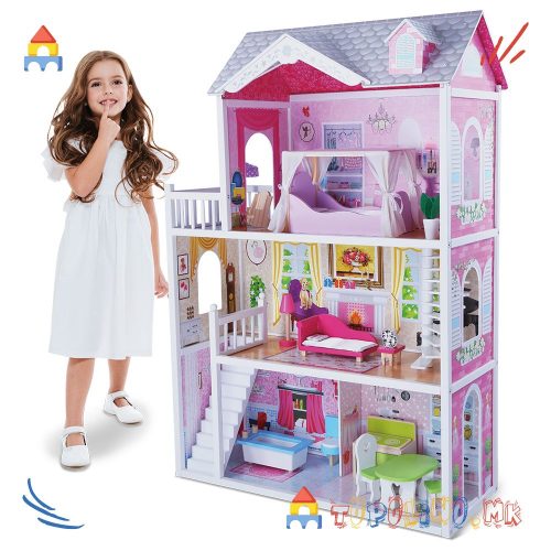 Дрвена куќа за кукли Ариас - Moni toys
