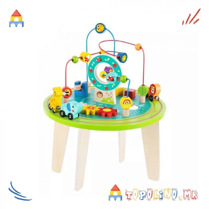 Дрвена Играчка Маса со Активности - Tooky Toy