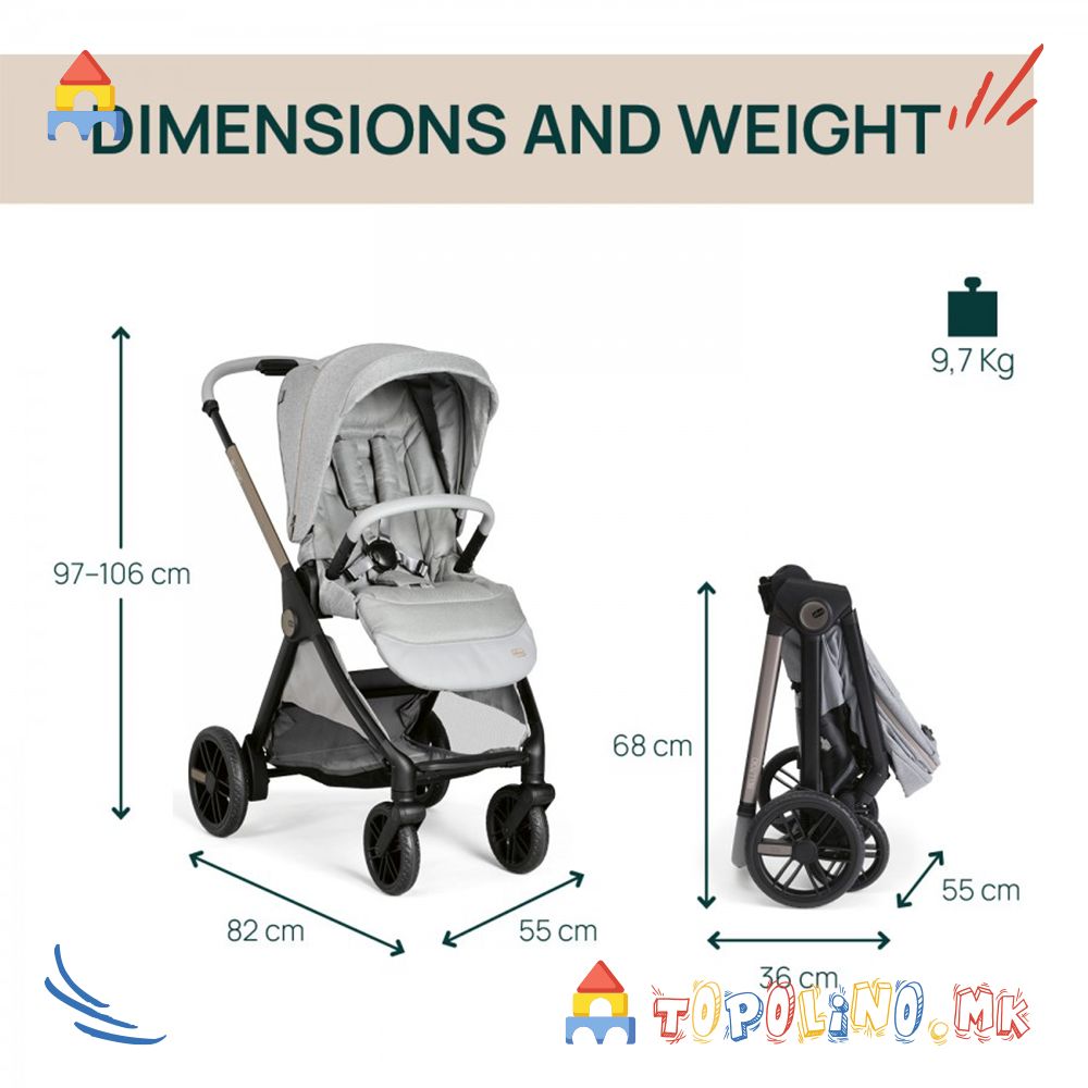 Количка Trio Bellagio Lunar Rock Kory Plus I-S 0м+ - Chicco - Image 5