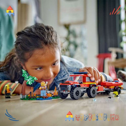 4x4 Fire Truck with Rescue Boat City - Lego