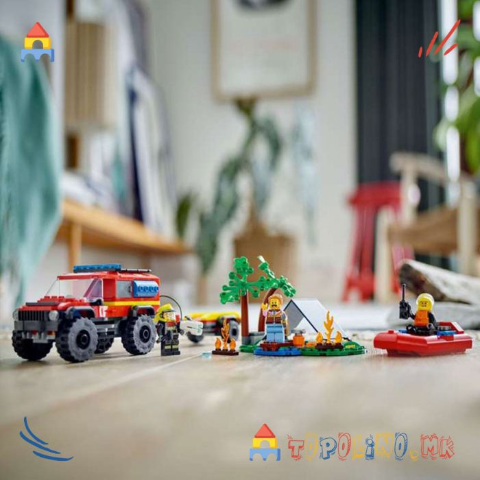 4x4 Fire Truck with Rescue Boat City - Lego - Image 4
