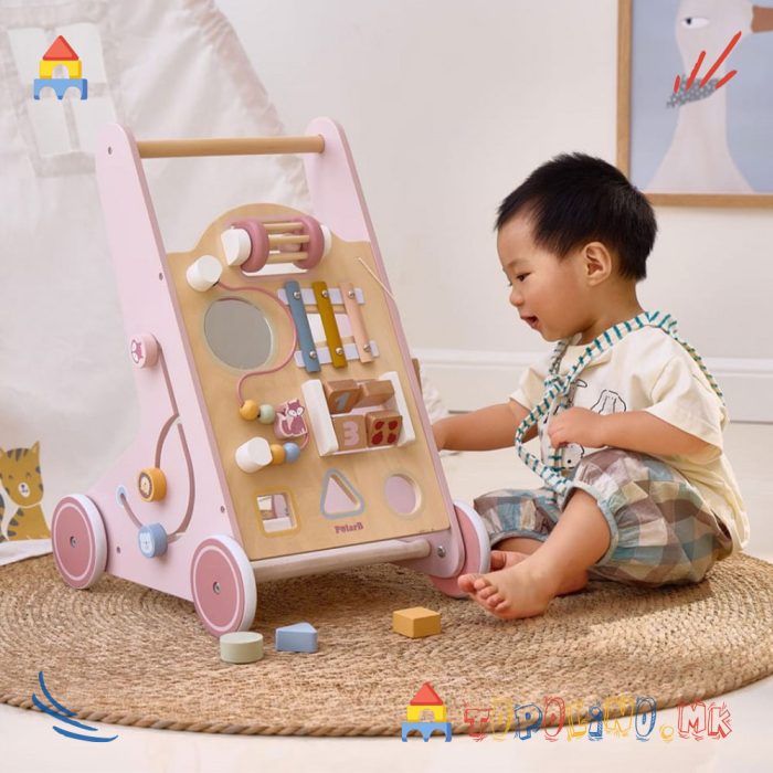 Дрвена Играчка Проодувалка Activity Baby Walker Розе - PolarB - Image 5