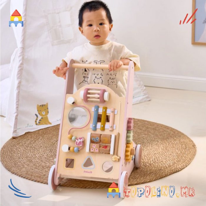 Дрвена Играчка Проодувалка Activity Baby Walker Розе - PolarB - Image 7