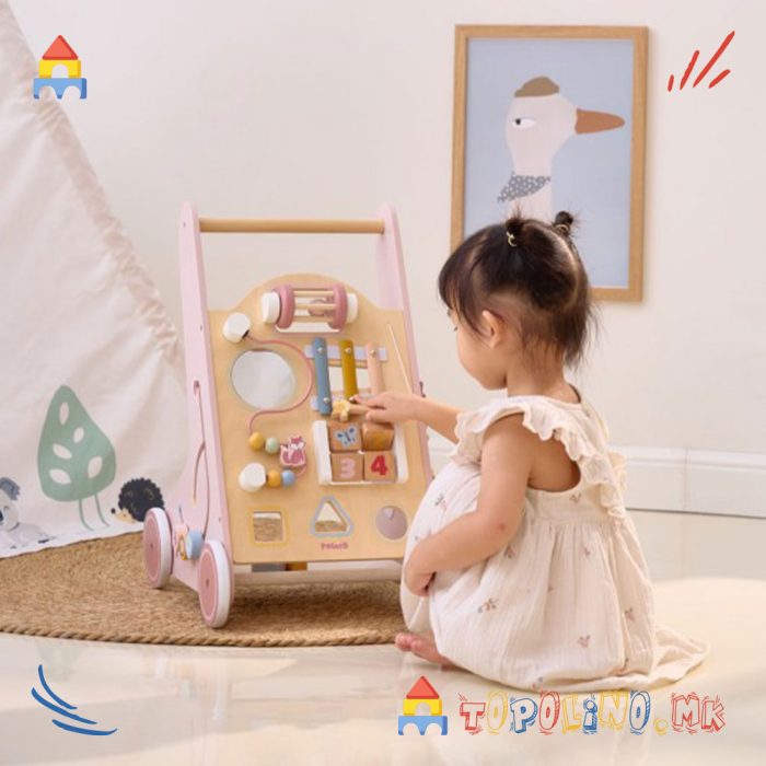 Дрвена Играчка Проодувалка Activity Baby Walker Розе - PolarB - Image 6