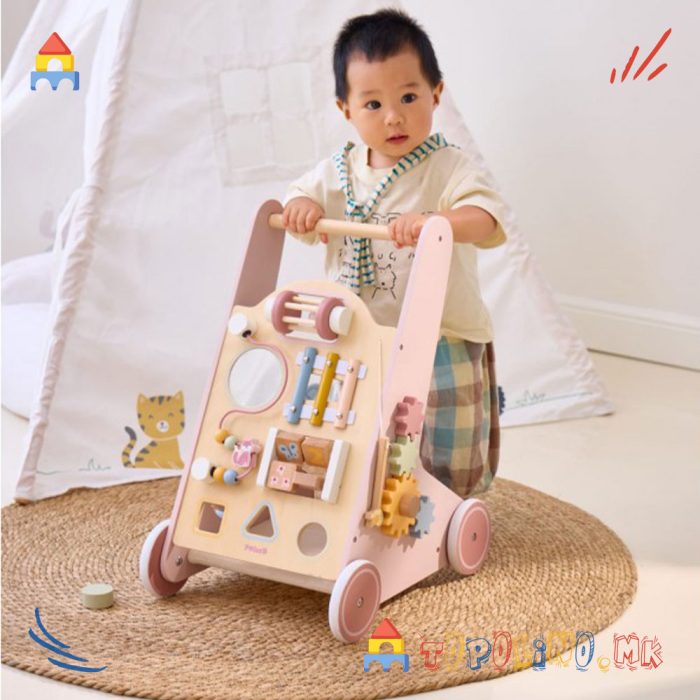 Дрвена Играчка Проодувалка Activity Baby Walker Розе - PolarB - Image 9