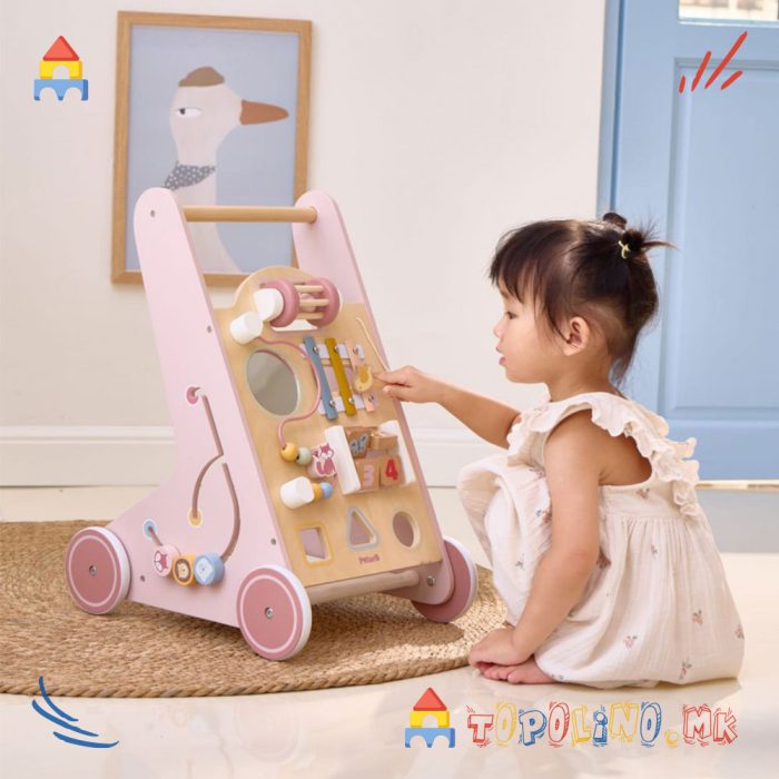 Дрвена Играчка Проодувалка Activity Baby Walker Розе - PolarB - Image 8