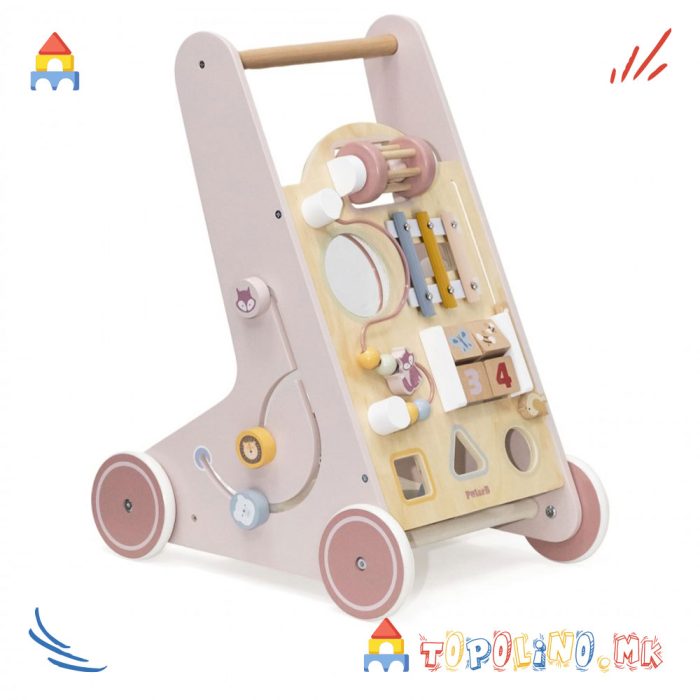 Дрвена Играчка Проодувалка Activity Baby Walker Розе - PolarB - Image 3