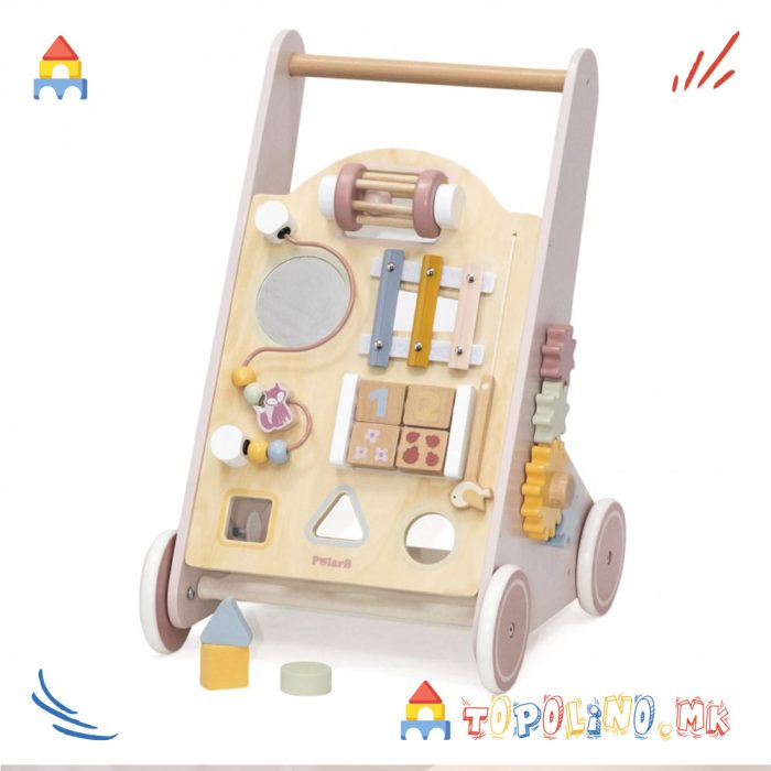 Дрвена Играчка Проодувалка Activity Baby Walker Розе - PolarB - Image 2