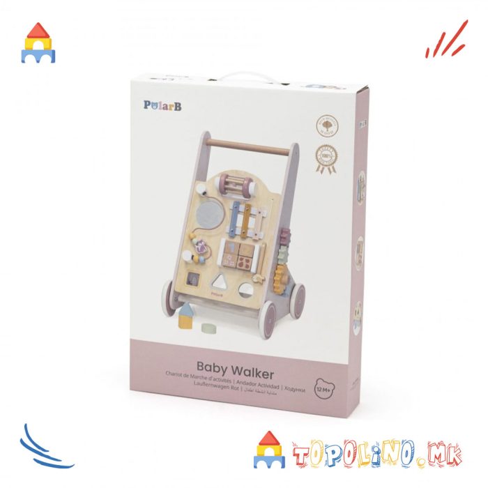 Дрвена Играчка Проодувалка Activity Baby Walker Розе - PolarB - Image 10