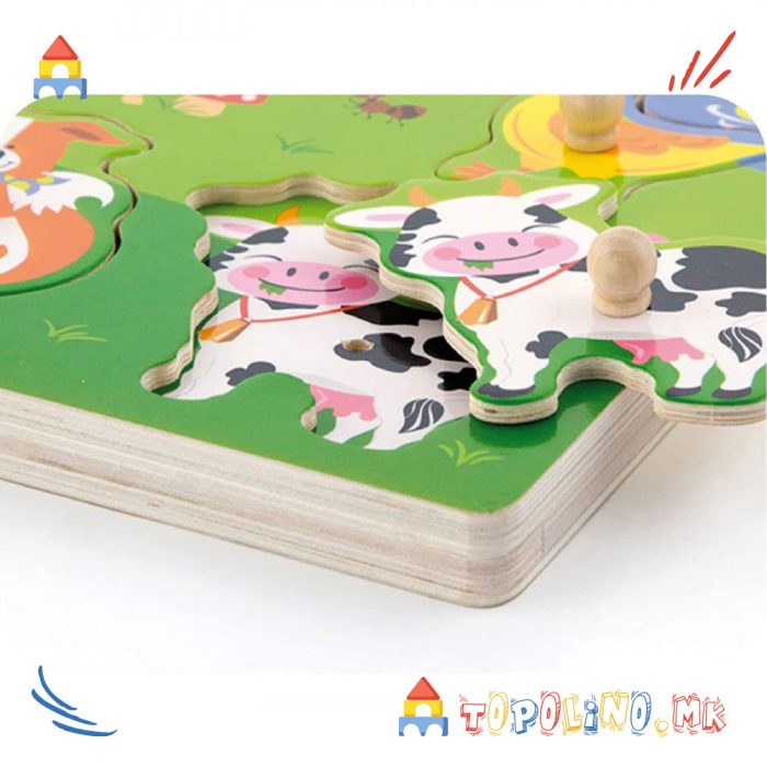 Дрвена Играчка Звучна Сложувалка Фарма - Viga - Image 4