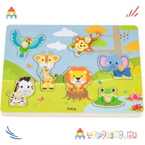 Дрвена Играчка Звучна Сложувалка Jungle - Viga