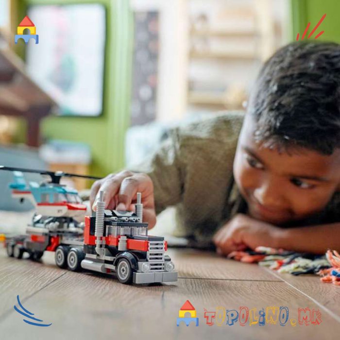Flatbed Truck with Helicopter Creator 3 in 1 - Lego - Image 4