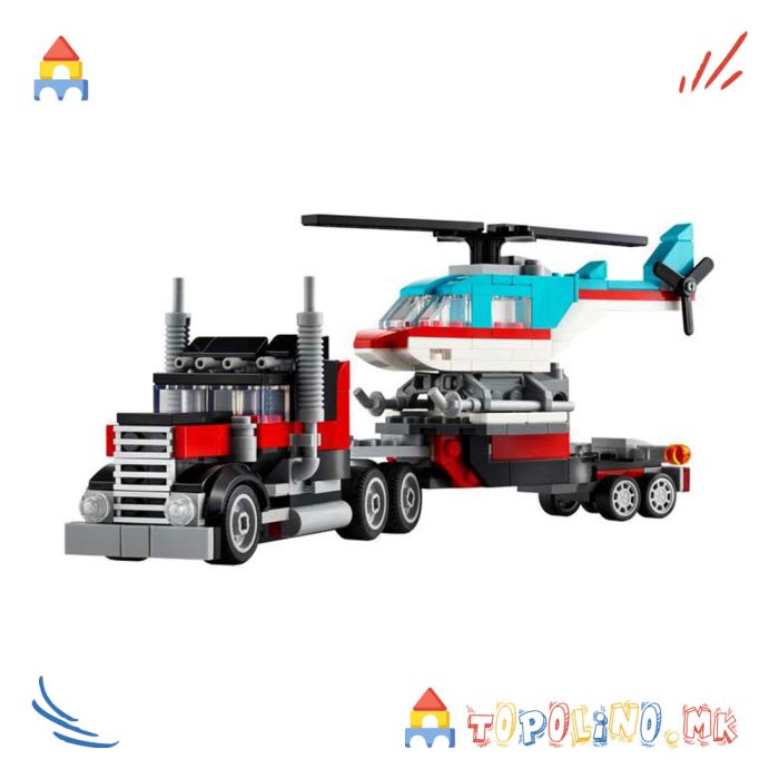 Flatbed Truck with Helicopter Creator 3 in 1 - Lego - Image 2