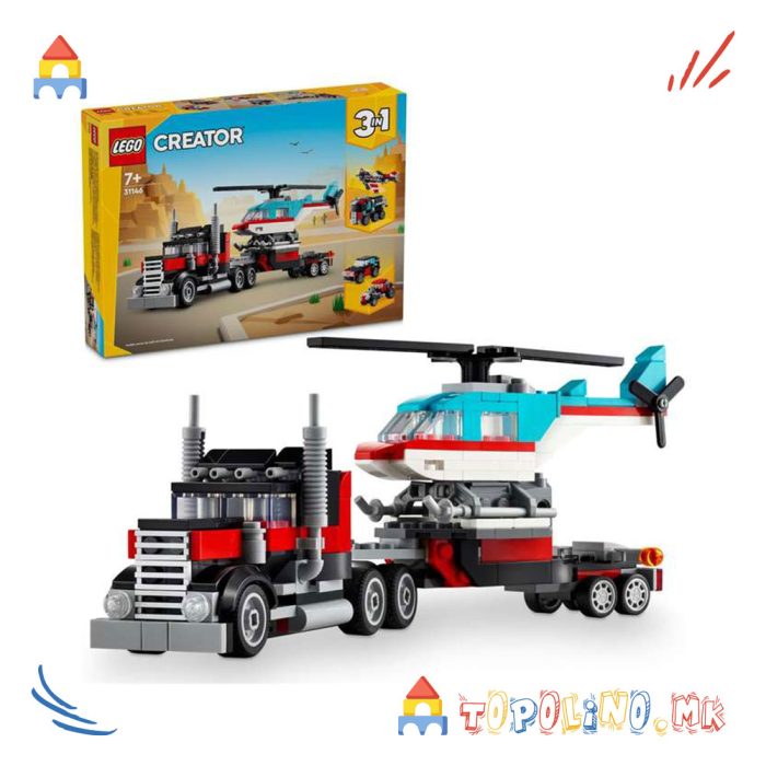 Flatbed Truck with Helicopter Creator 3 in 1 - Lego - Image 3