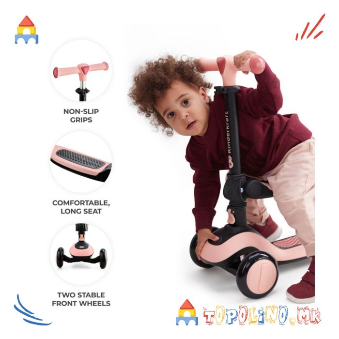 Тротинет Halley 2 во 1 Rose Pink - Kinderkraft - Image 13