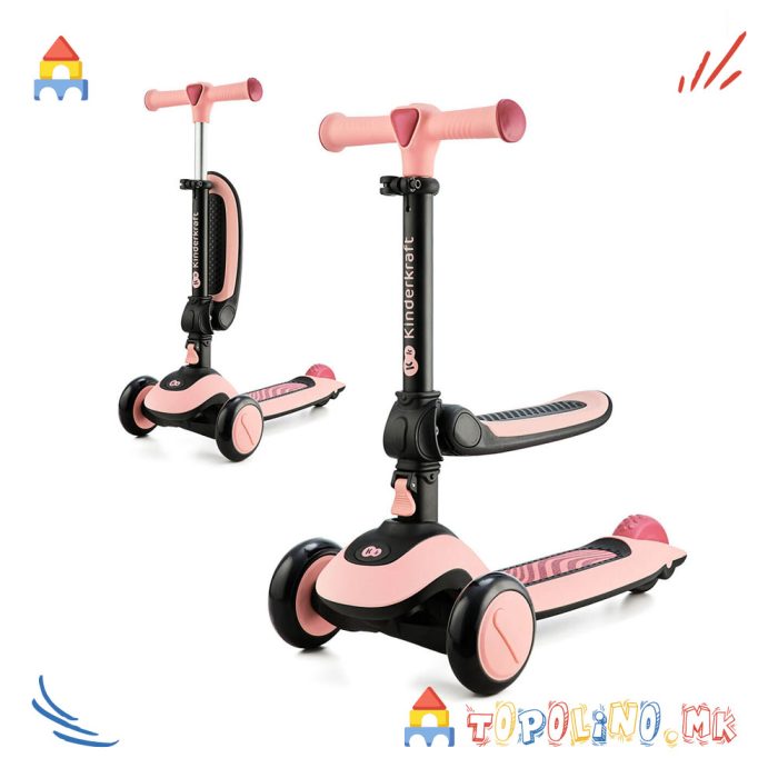 Тротинет Halley 2 во 1 Rose Pink - Kinderkraft - Image 2