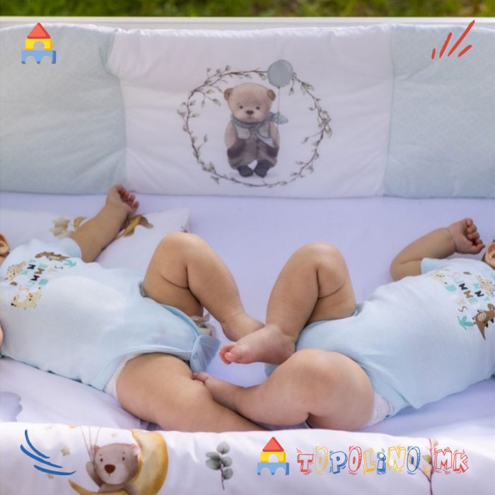 Постелнина Ретро Мечиња Минт - Baby Textil - Image 4