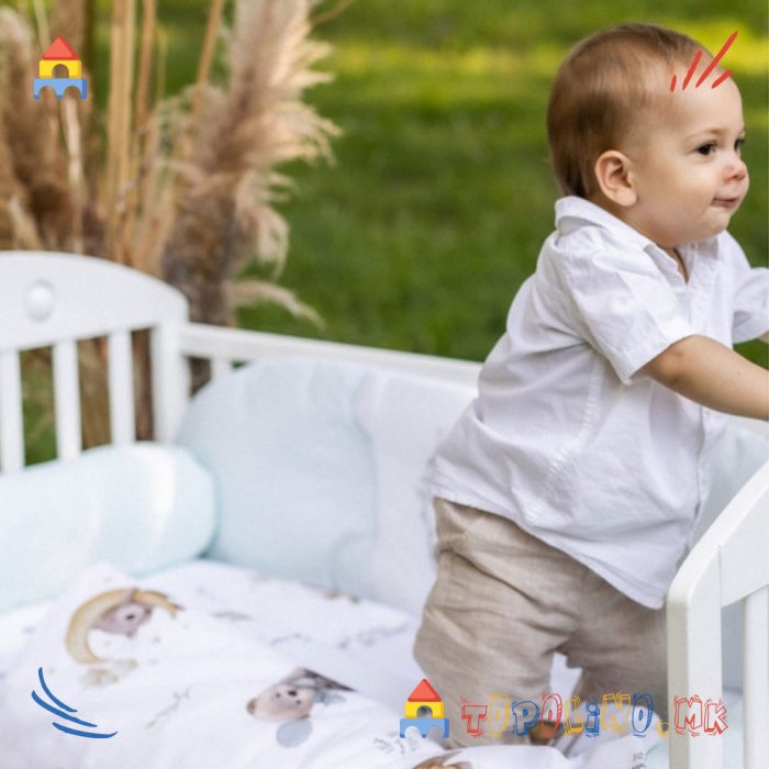 Постелнина Ретро Мечиња Минт - Baby Textil - Image 2
