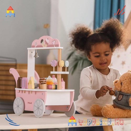 Дрвена Играчка Мала Количка за Сладолед - PolarB