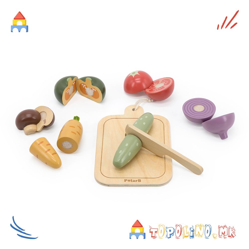 Дрвена Играчка Сет за Сечење Зеленчук – PolarB - Image 4