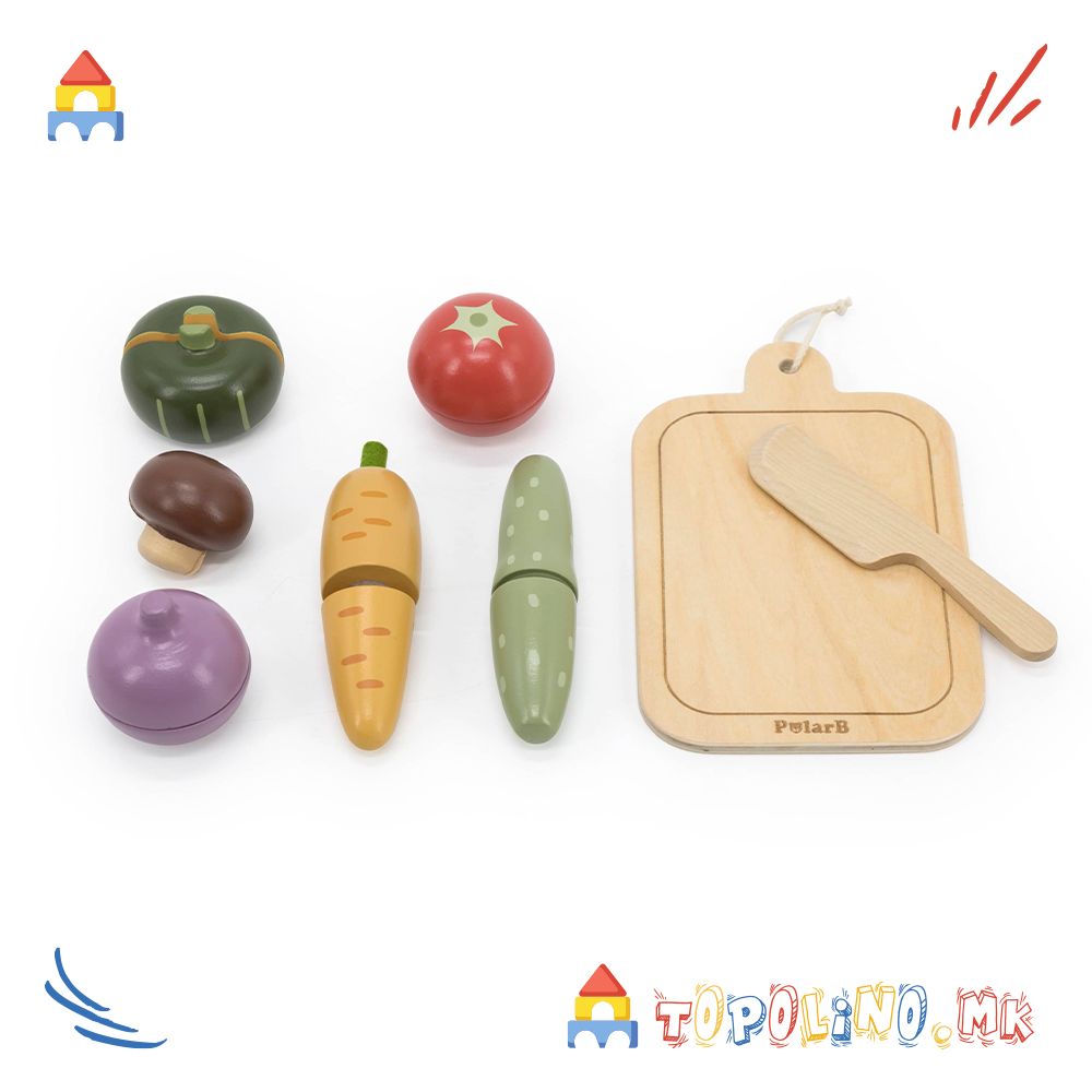 Дрвена Играчка Сет за Сечење Зеленчук – PolarB - Image 5