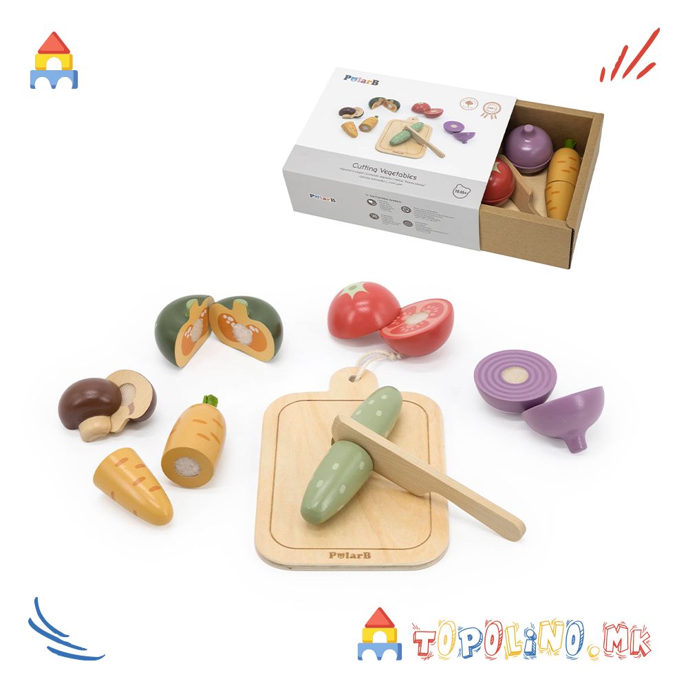 Дрвена Играчка Сет за Сечење Зеленчук – PolarB - Image 6