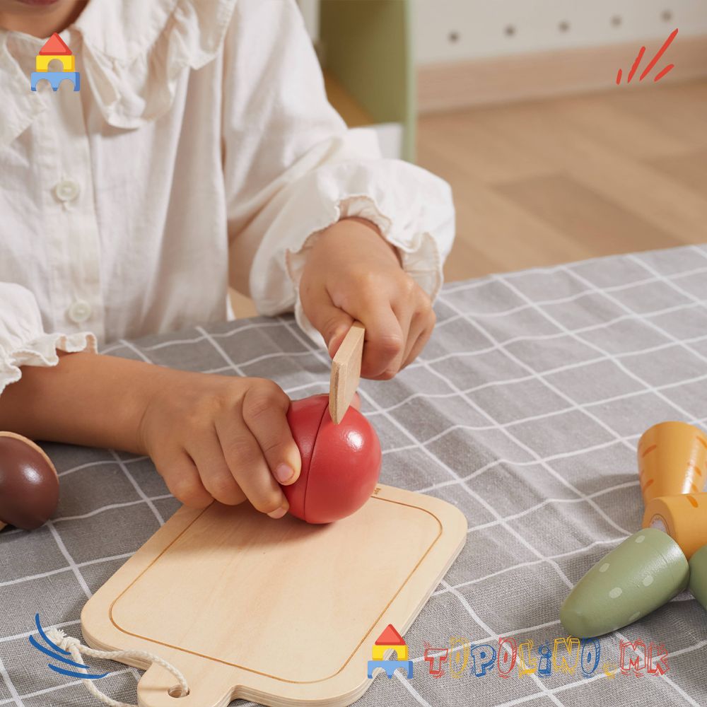 Дрвена Играчка Сет за Сечење Зеленчук – PolarB - Image 2