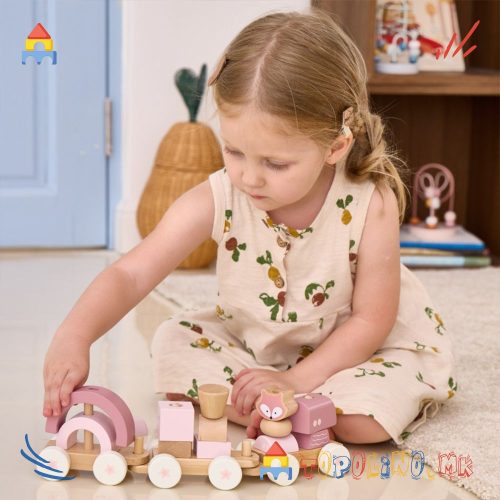 Дрвена Играчка Розева Железница - PolarB