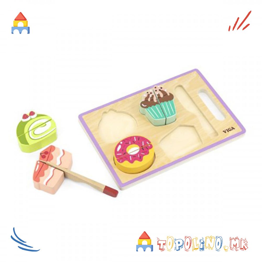 Дрвена Играчка Сет за Сечење Десерти - Viga - Image 2