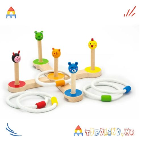 Дрвена Играчка со Прстени Животни - Viga
