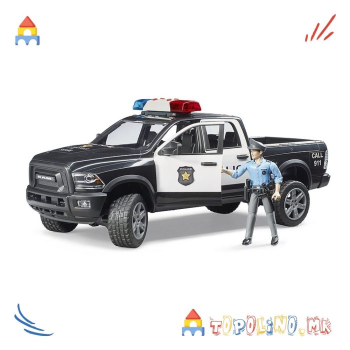 Полициско Возило со Фигура Полицаец RAM 2500 - Bruder - Image 5