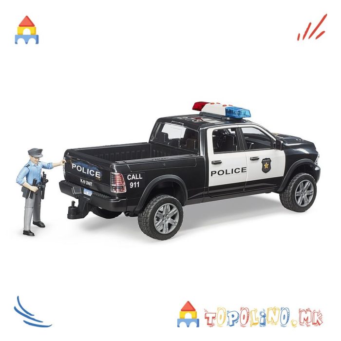Полициско Возило со Фигура Полицаец RAM 2500 - Bruder - Image 4