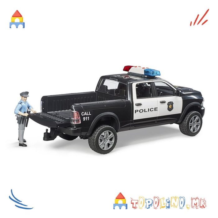 Полициско Возило со Фигура Полицаец RAM 2500 - Bruder - Image 3