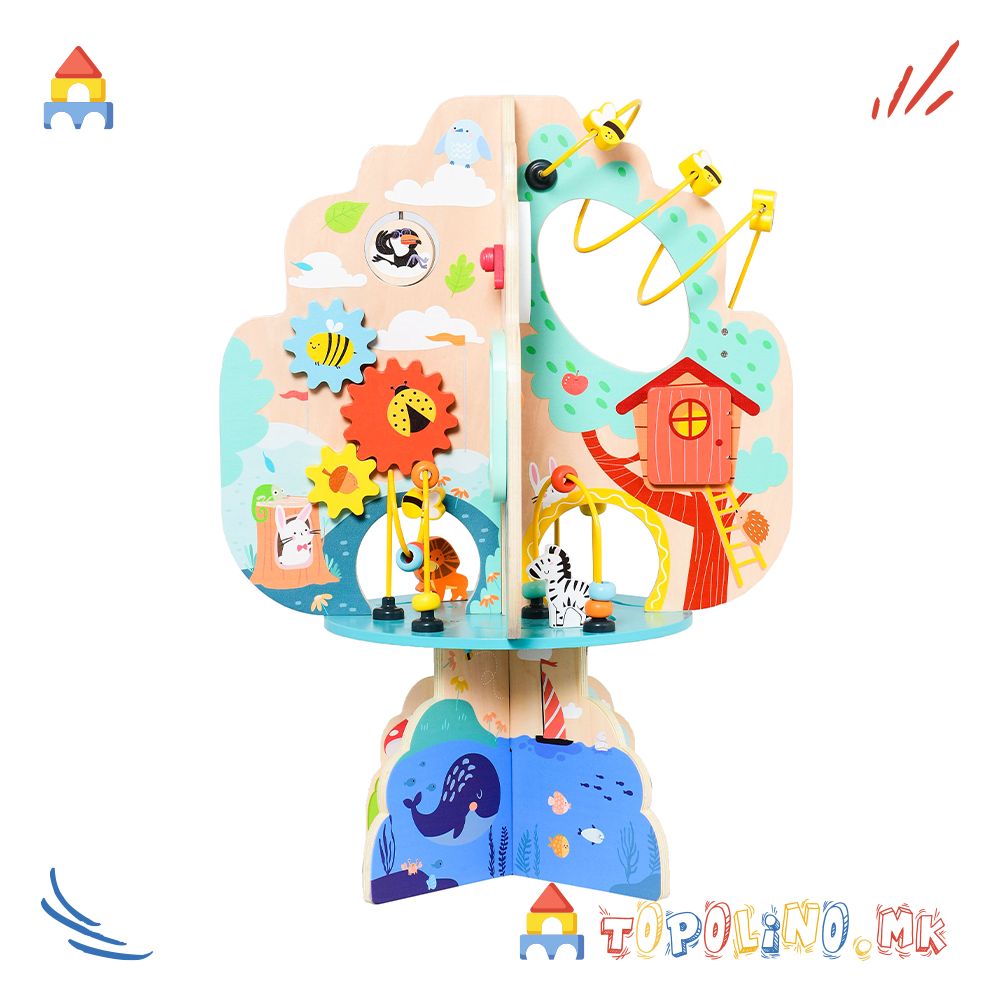 Дрвена Играчка Дрво со Активности - Moni Toys