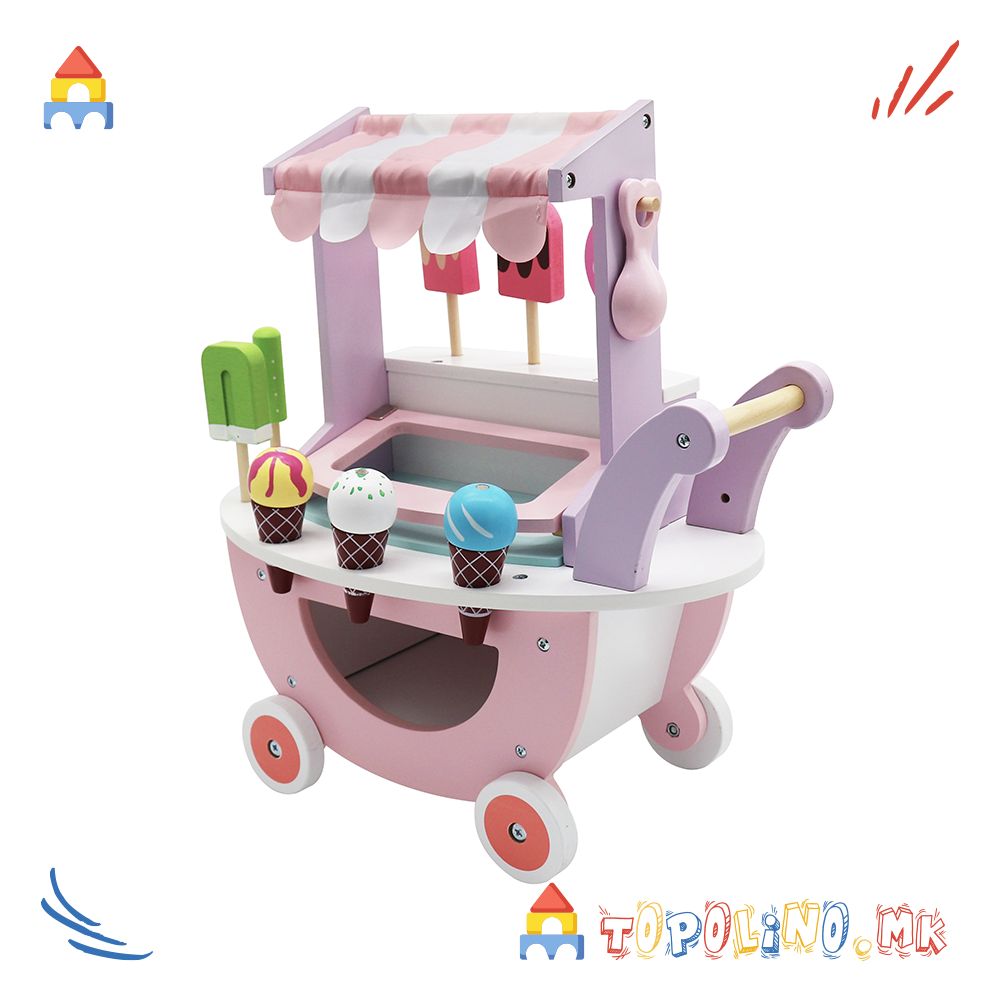 Дрвена Количка за Сладолед - Moni Toys - Image 2