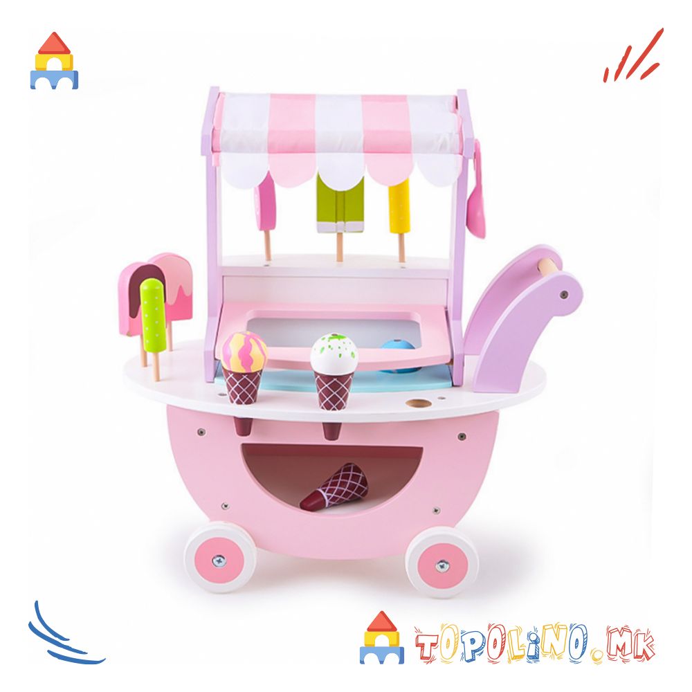 Дрвена Количка за Сладолед - Moni Toys - Image 3
