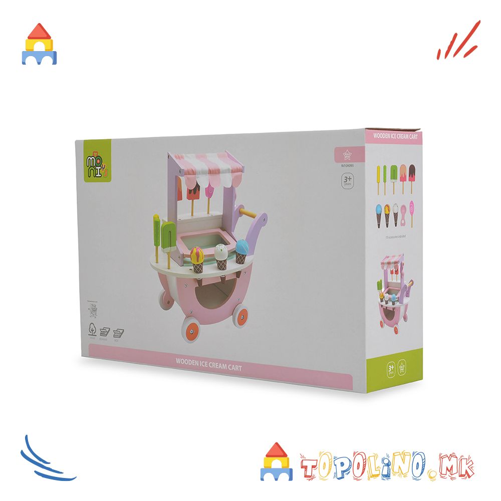 Дрвена Количка за Сладолед - Moni Toys - Image 5