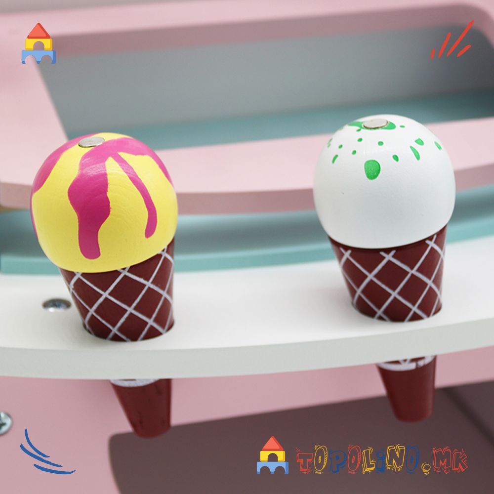 Дрвена Количка за Сладолед - Moni Toys - Image 6