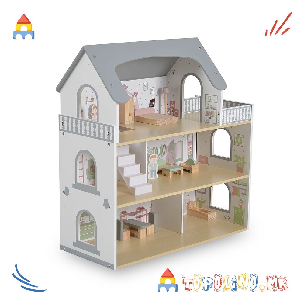 Дрвена Куќа за Кукли Ema - Moni Toys