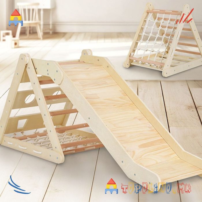 Дрвена Лизгалка и Тријаголник 2 во 1 Pickler - Moni Toys - Image 10