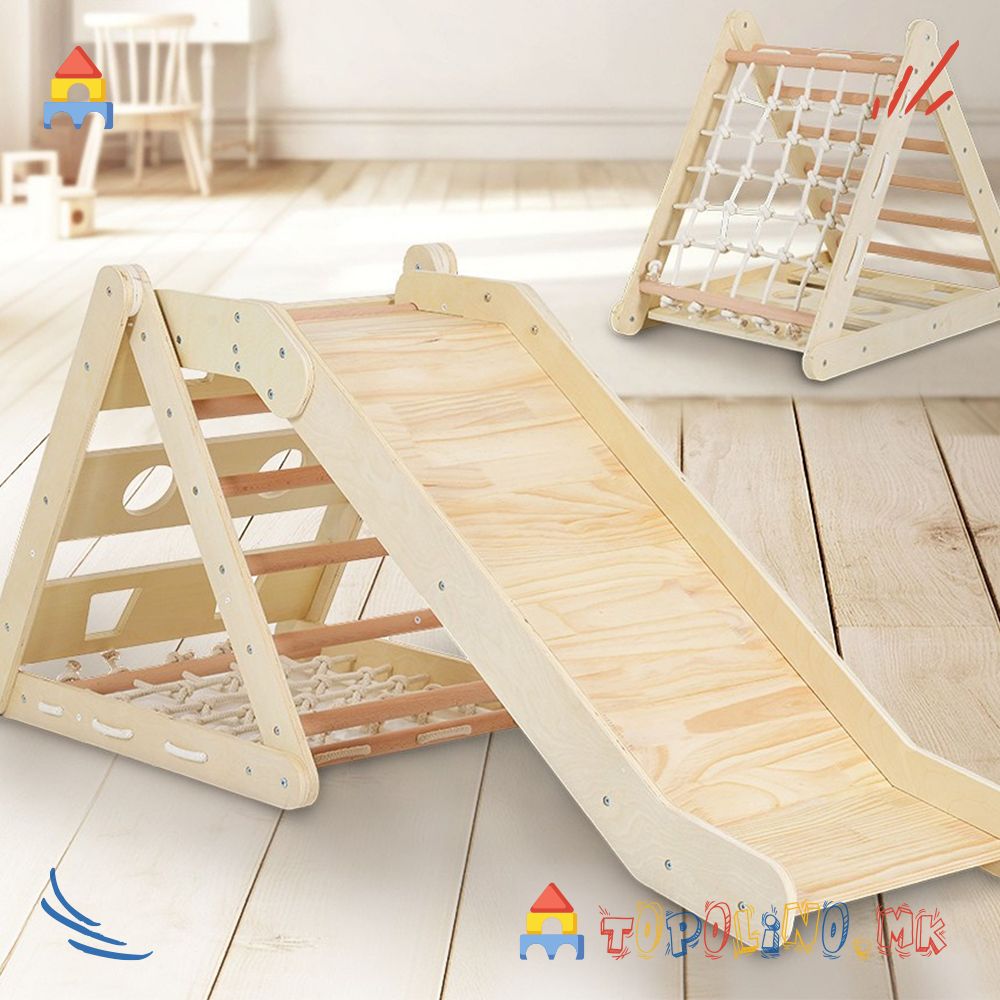 Дрвена Лизгалка и Тријаголник 2 во 1 Pickler - Moni Toys - Image 10