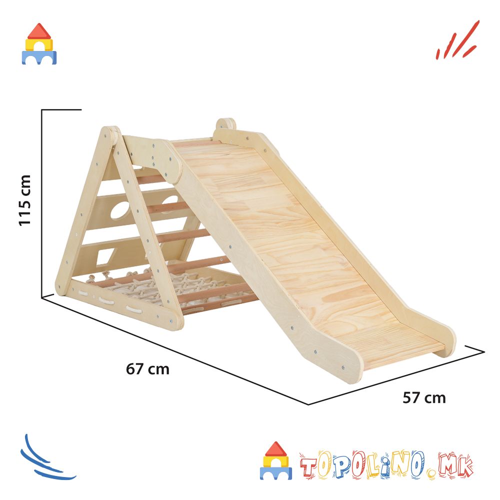 Дрвена Лизгалка и Тријаголник 2 во 1 Pickler - Moni Toys - Image 11
