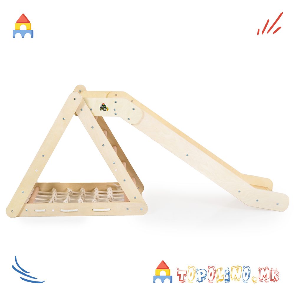 Дрвена Лизгалка и Тријаголник 2 во 1 Pickler - Moni Toys - Image 2