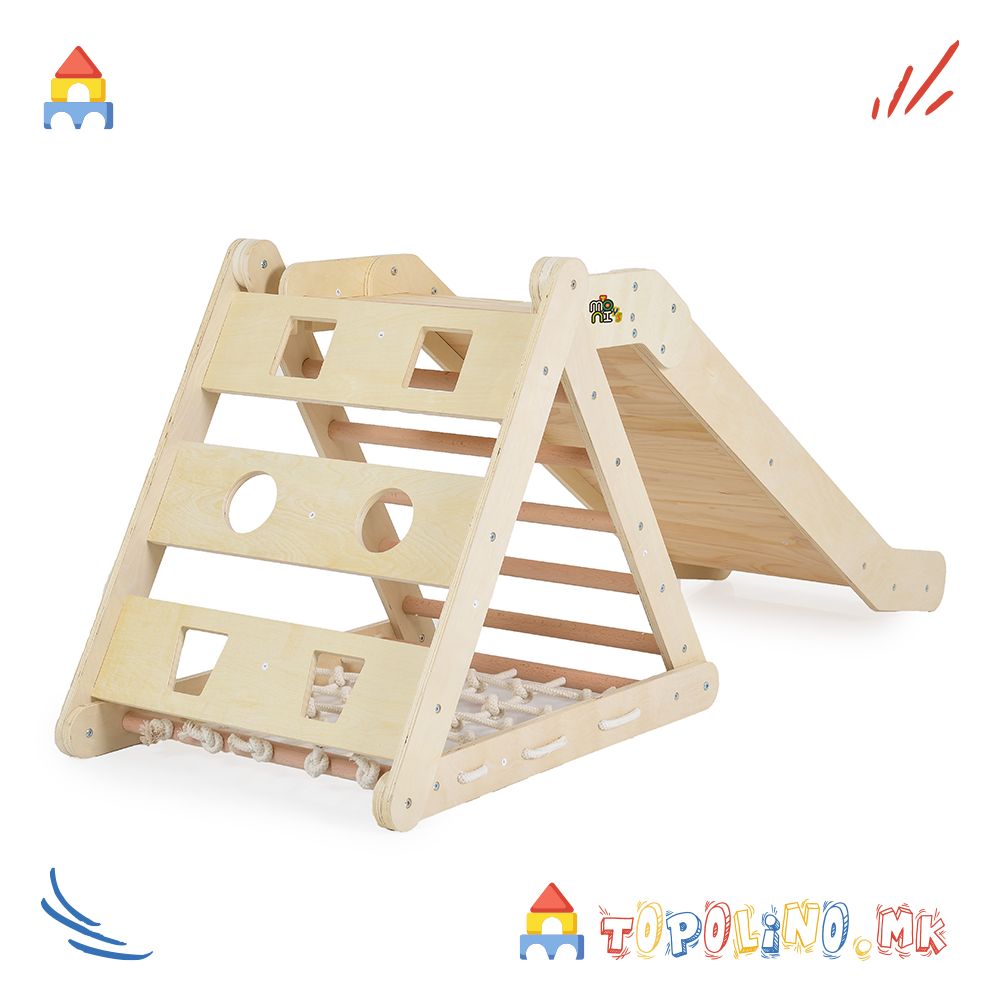 Дрвена Лизгалка и Тријаголник 2 во 1 Pickler - Moni Toys - Image 3