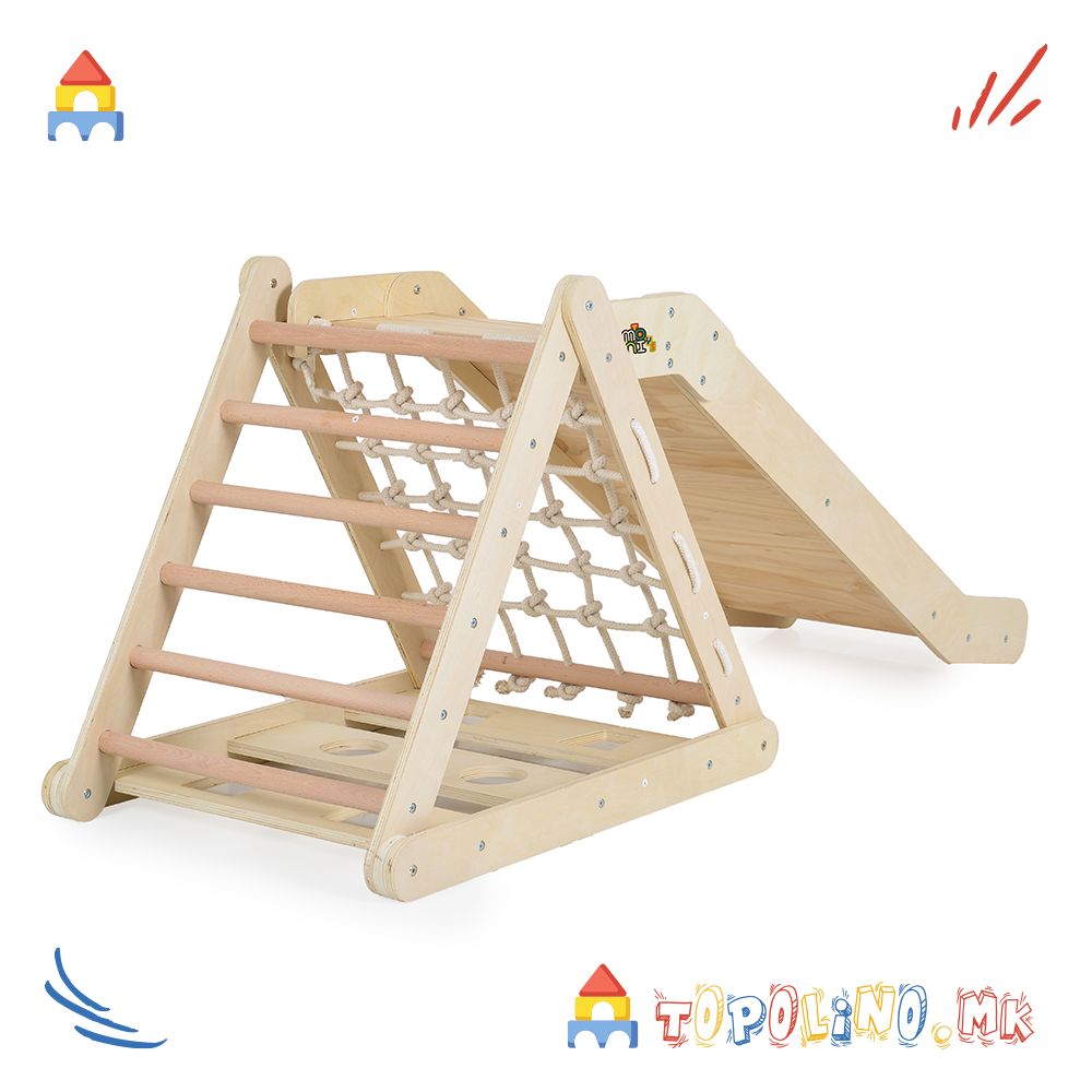 Дрвена Лизгалка и Тријаголник 2 во 1 Pickler - Moni Toys - Image 4