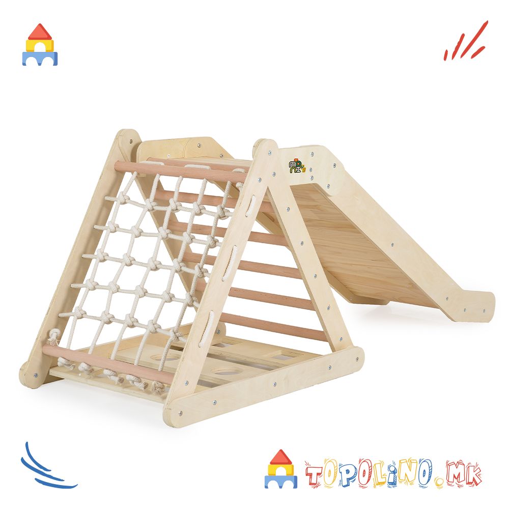 Дрвена Лизгалка и Тријаголник 2 во 1 Pickler - Moni Toys - Image 5
