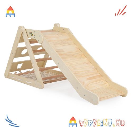 Дрвена Лизгалка и Тријаголник 2 во 1 Pickler - Moni Toys