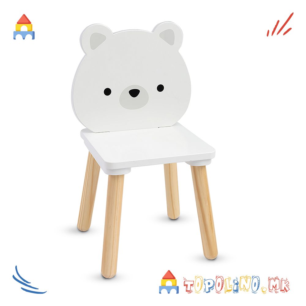 Дрвен Сет Маса со Две Столчиња White Bears - Moni Toys - Image 2