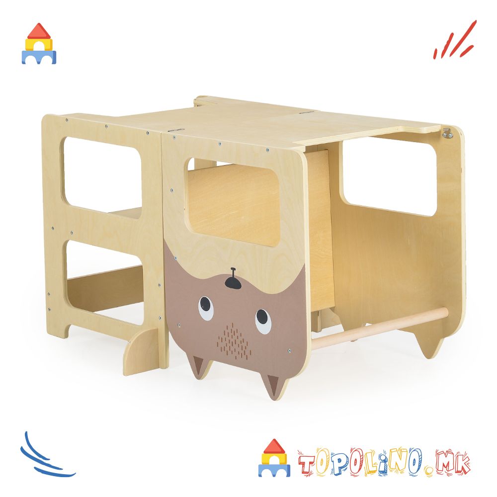 Дрвена Мултифункционална Едукативна Кула Монтесори - Moni Toys - Image 4