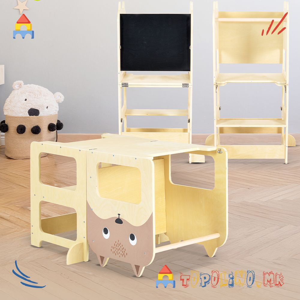 Дрвена Мултифункционална Едукативна Кула Монтесори - Moni Toys - Image 2